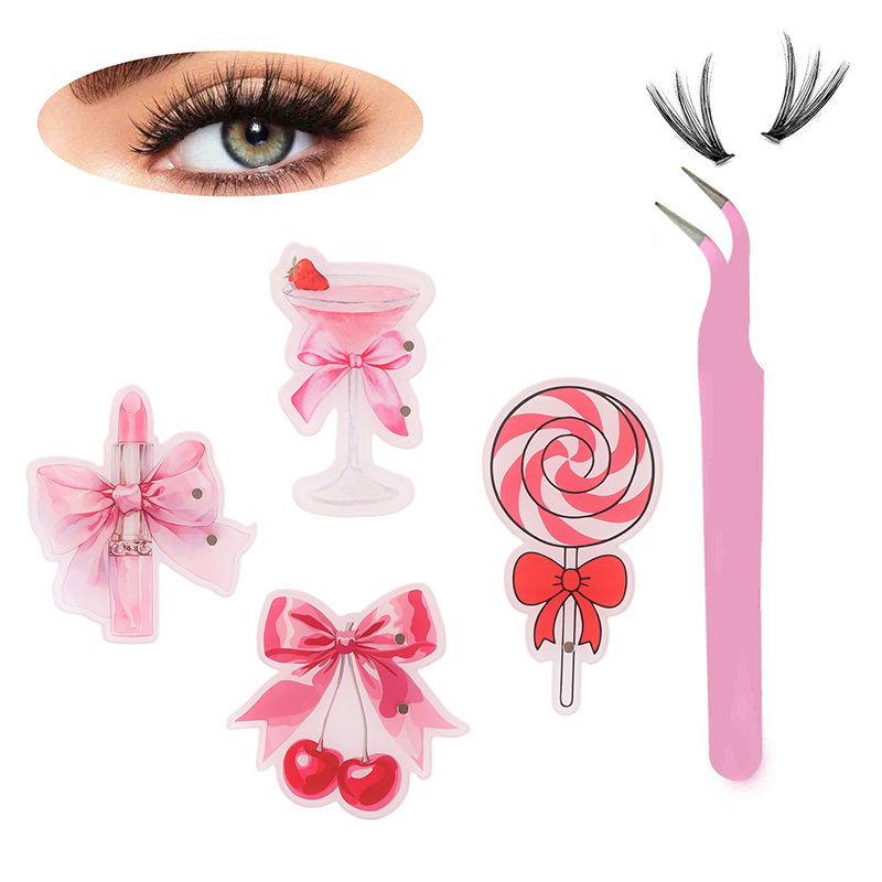 Eyelash Extension Menu - สีชมพูอะคริลิค Eyelash EXTENSION จอแสดงผล Rose ลิปสติกแม่เหล็กดูดขนตาปลอมถาดผู้ถือพาเลทแต่งหน้าเครื่องมือ
