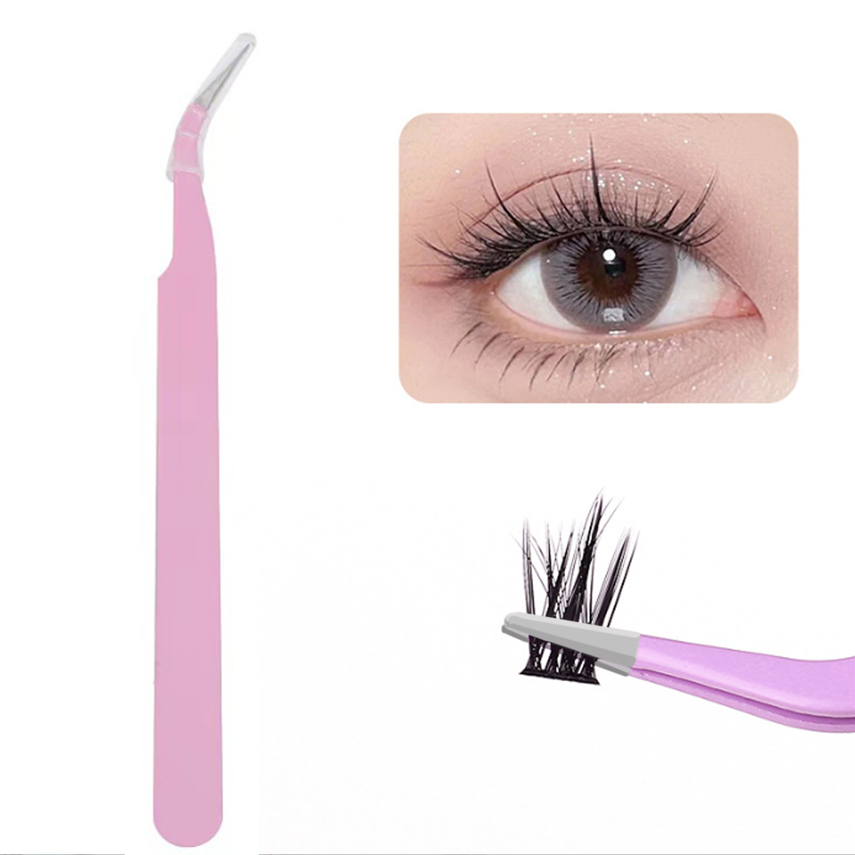 Eyelash Extension Process - แหนบขนตาปลอมที่มีความแม่นยําพร้อมแหนบโค้งปลายละเอียดสําหรับกระบวนการเชื่อมอิเล็กทรอนิกส์ต่อขนตาทํางานในห้องปฏิบัติการ