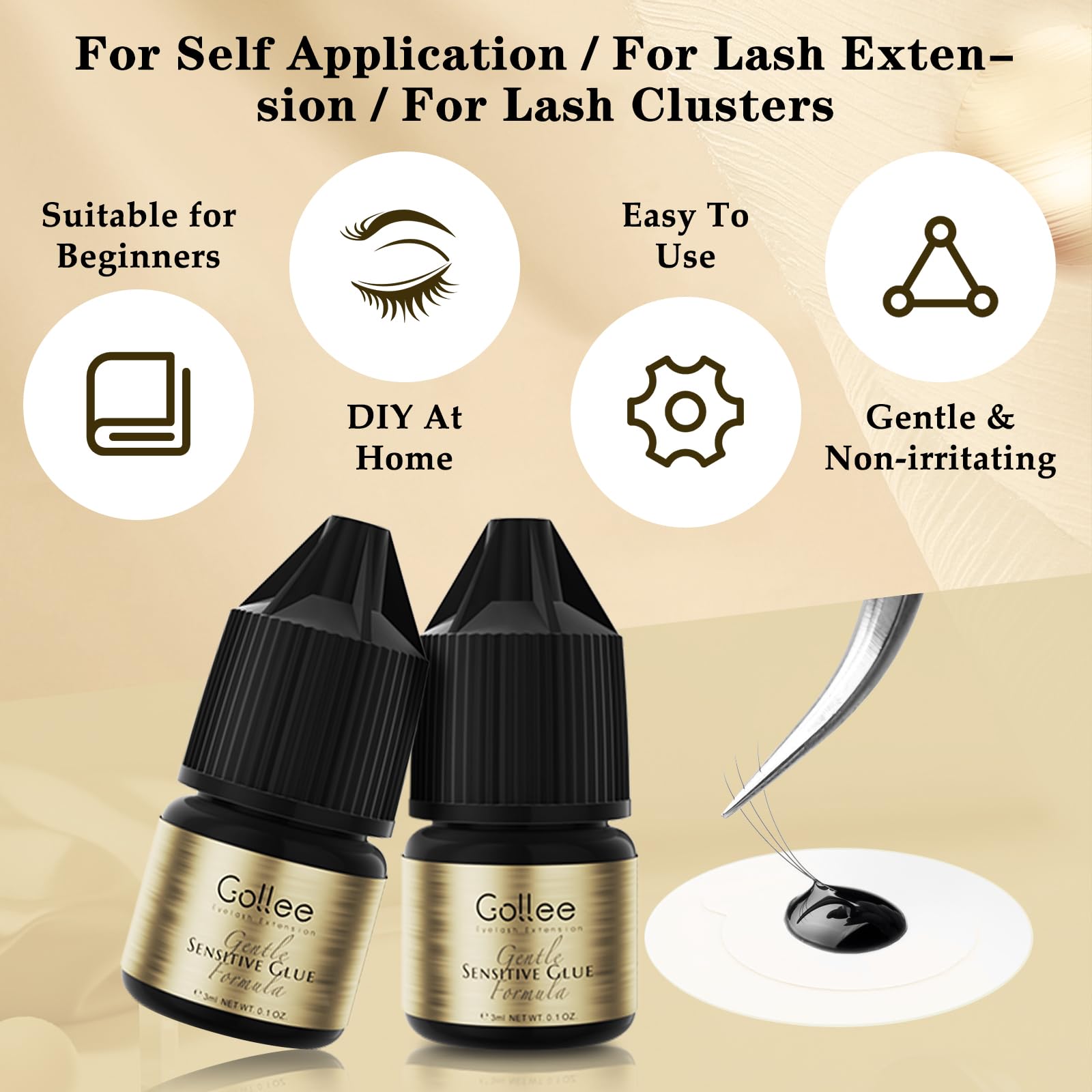 กาวติดขนตาปลอมแบบกลุ่ม Gollee  - Eyelash Extension Eye Irritation บทวิจารณ์และราคา